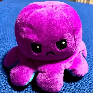 Brand new tee turtle purple blue octopus flipping plush sad and happy toy
